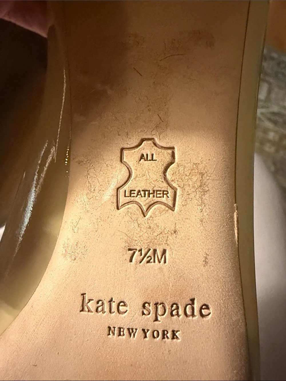 kate spade Classic Square-Toe Patent Nude Pumps